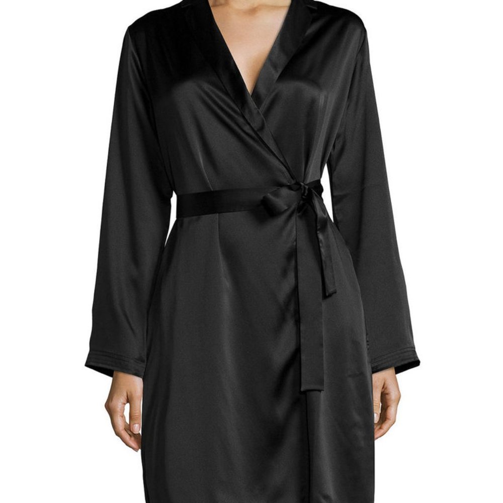 LA PERLA Women's Black Luxury Silk Robe, Size L, New with Tags